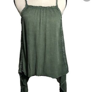 PAPER CRANE green flowy tank top